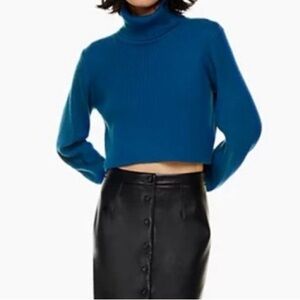 Aritzia Wilfred Rebecca Turtleneck merino wool sweater size 2XL cobalt b…